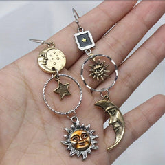 Mythology Sun Moon Earrings Asymmetric Party Jewelry