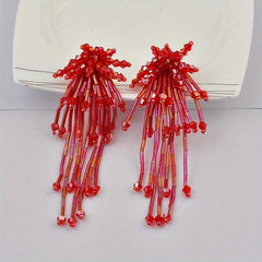 Boho Tassel Stud Earrings Crystal Dangle Earrings Women Girls
