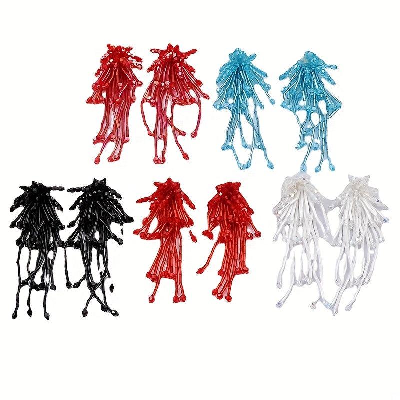 Boho Tassel Stud Earrings Crystal Dangle Earrings Women Girls