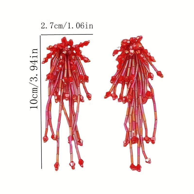 Boho Tassel Stud Earrings Crystal Dangle Earrings Women Girls