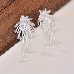 Boho Tassel Stud Earrings Crystal Dangle Earrings Women Girls