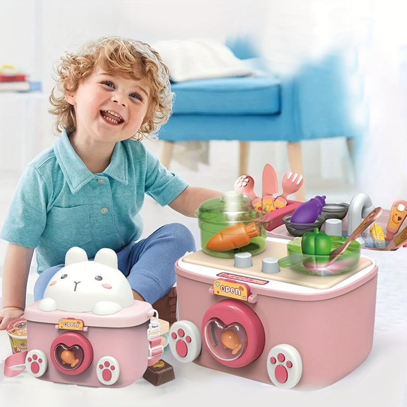 Mini Kitchen Toy Set with Real Cooking Spray Faucet & Recycling Water
