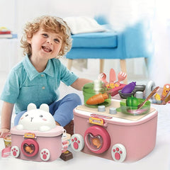 Mini Kitchen Toy Set with Real Cooking Spray Faucet & Recycling Water