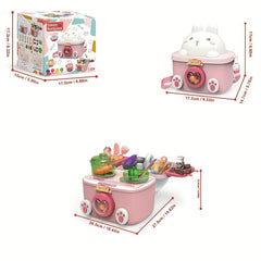 Mini Kitchen Toy Set with Real Cooking Spray Faucet & Recycling Water