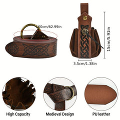 Halloween Necromancer Set Medieval Belt Medieval Faux Leather Drawstring Bag