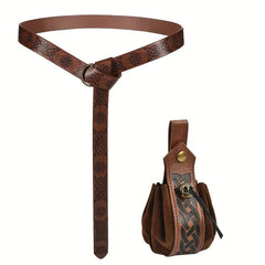 Halloween Necromancer Set Medieval Belt Medieval Faux Leather Drawstring Bag