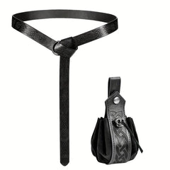 Halloween Necromancer Set Medieval Belt Medieval Faux Leather Drawstring Bag