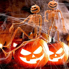 2pcs Halloween Pumpkin Skull Holder Decoration Set