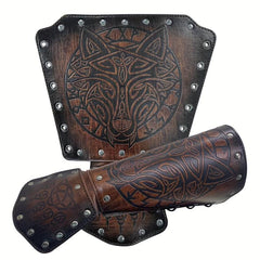 Medieval Knight Style Embossed Wolf Head Gauntlet