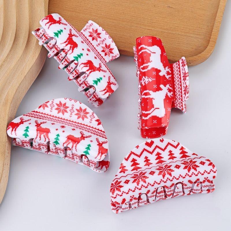 Christmas Elk Snowflake Sweet Hair Grab Clip
