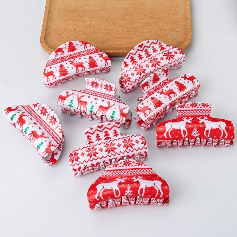 Christmas Elk Snowflake Sweet Hair Grab Clip