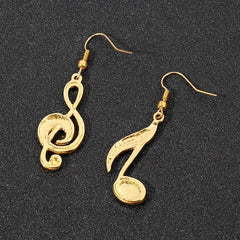 Music Creativity Earrings Set with Asymmetric Ear Hooks