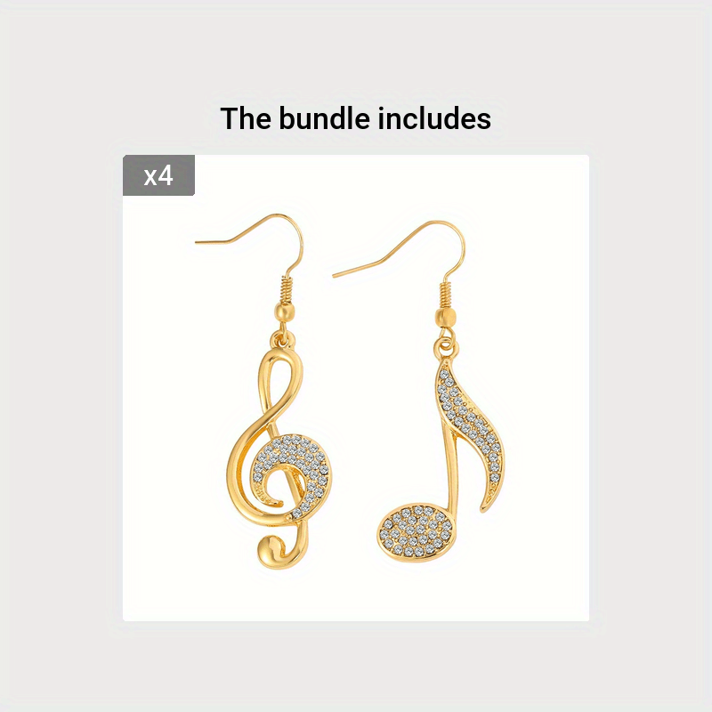 Music Creativity Earrings Set with Asymmetric Ear Hooks