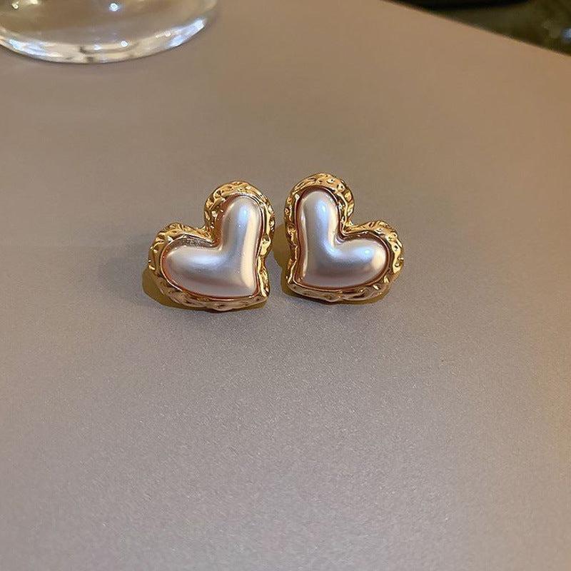 Pearl Love Earrings Unique Summer Sense Light Niche Earrings