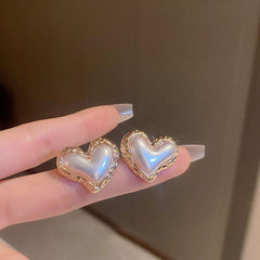 Pearl Love Earrings Unique Summer Sense Light Niche Earrings