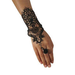 Bride Wedding Dress Accessories and Lace Ribbon Ring Bracelet
