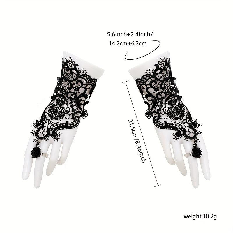 Bride Wedding Dress Accessories and Lace Ribbon Ring Bracelet