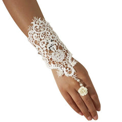 Bride Wedding Dress Accessories and Lace Ribbon Ring Bracelet