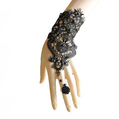 Bride Wedding Dress Accessories and Lace Ribbon Ring Bracelet