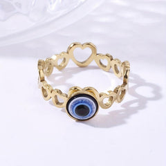 Devil's Eye Heart Summer Beach Stainless Steel Ring