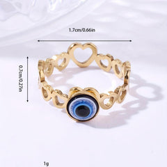 Devil's Eye Heart Summer Beach Stainless Steel Ring