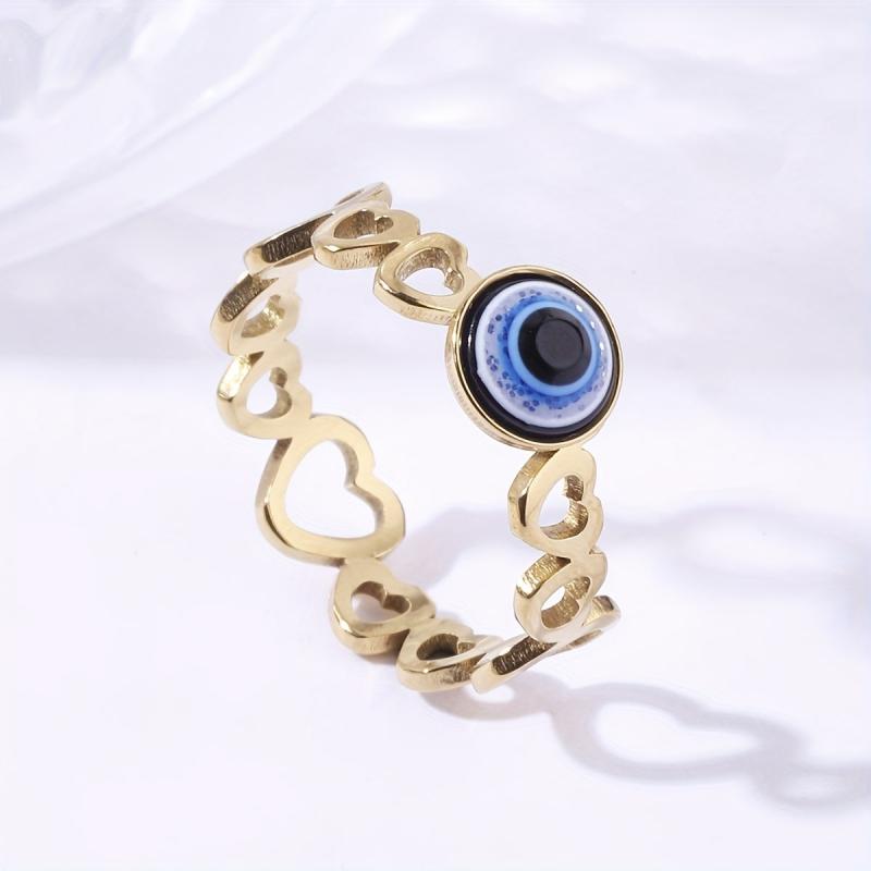 Devil's Eye Heart Summer Beach Stainless Steel Ring