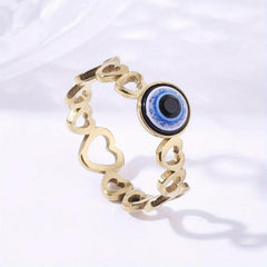Devil's Eye Heart Summer Beach Stainless Steel Ring