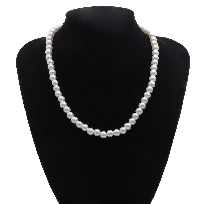 Geometric Round Bead Necklace Tassel Pearl Necklace