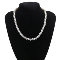 Geometric Round Bead Necklace Tassel Pearl Necklace