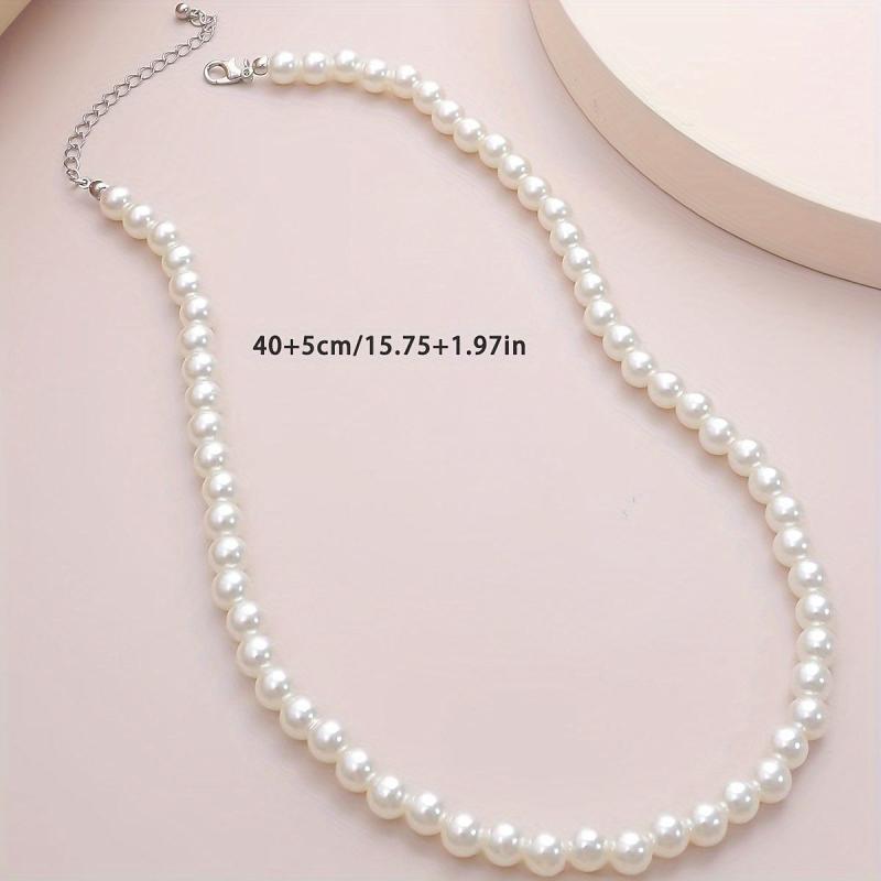Geometric Round Bead Necklace Tassel Pearl Necklace