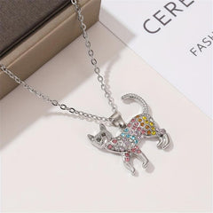Rhinestone Cat Pendant Necklace Gift for Princess Daughter