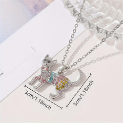 Rhinestone Cat Pendant Necklace Gift for Princess Daughter