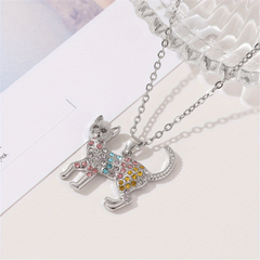 Rhinestone Cat Pendant Necklace Gift for Princess Daughter