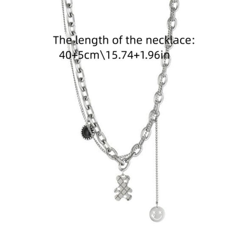 Smiling Face Pendant Necklace Female Hip hop Sweater Chain Accessories