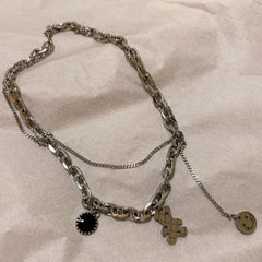Smiling Face Pendant Necklace Female Hip hop Sweater Chain Accessories