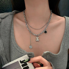 Smiling Face Pendant Necklace Female Hip hop Sweater Chain Accessories