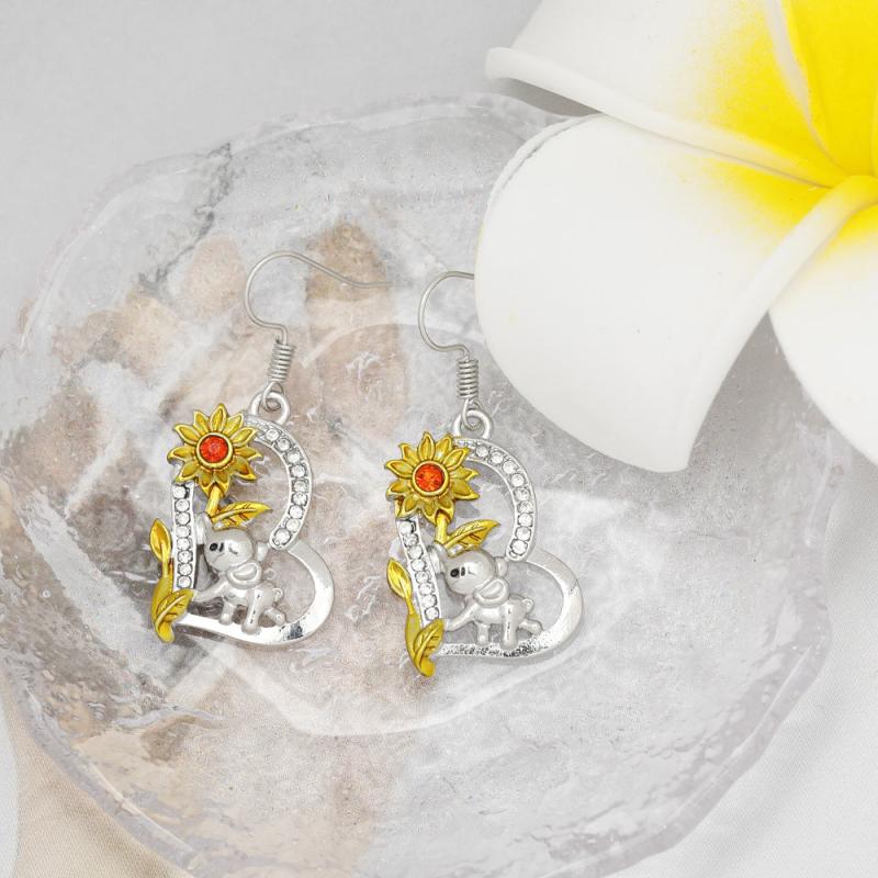 Elephant Sunflower Earrings Women Girls Birthday Christmas
