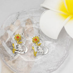 Elephant Sunflower Earrings Women Girls Birthday Christmas