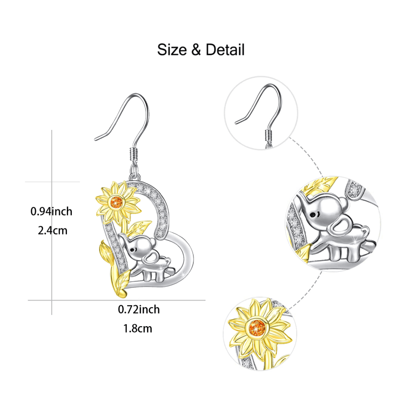 Elephant Sunflower Earrings Women Girls Birthday Christmas