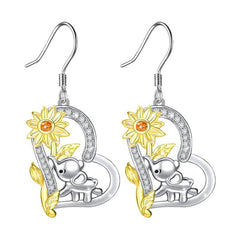Elephant Sunflower Earrings Women Girls Birthday Christmas