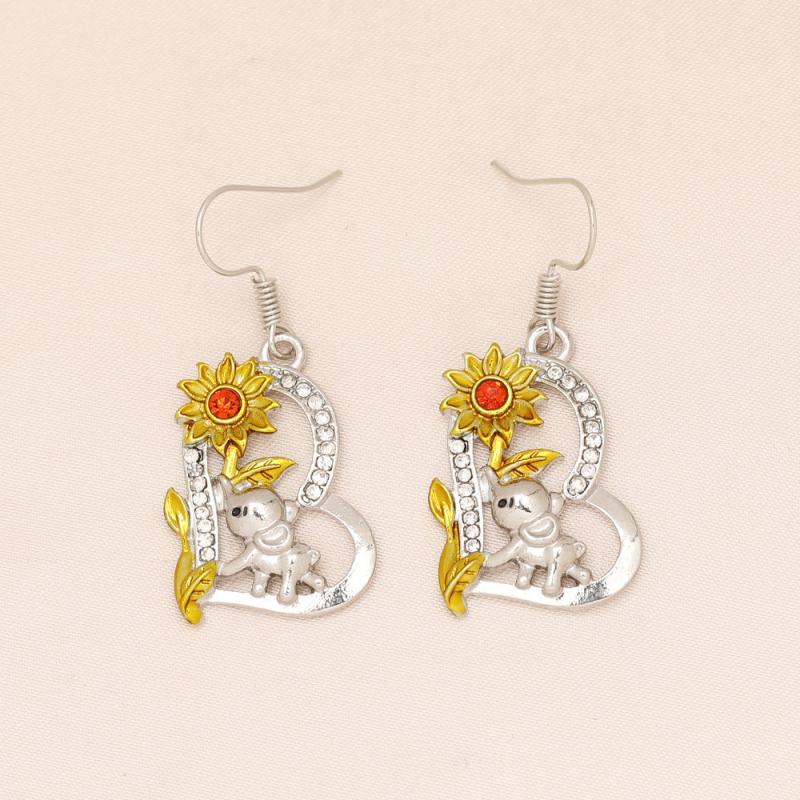 Elephant Sunflower Earrings Women Girls Birthday Christmas