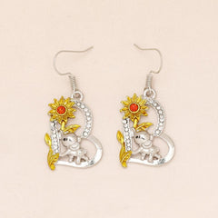 Elephant Sunflower Earrings Women Girls Birthday Christmas