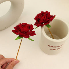 Red Rose Hairpin Coiling Hair Headwear
