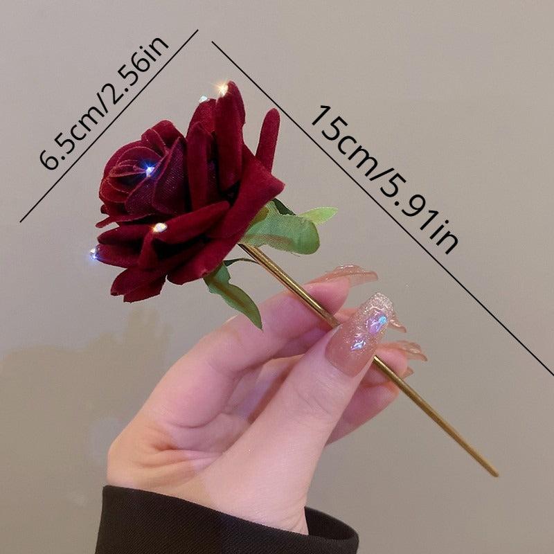 Red Rose Hairpin Coiling Hair Headwear