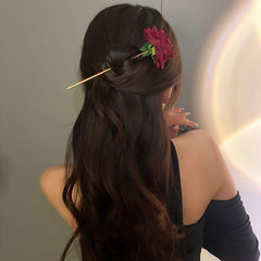 Red Rose Hairpin Coiling Hair Headwear