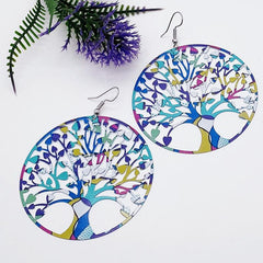Bohemian Ethnic Leaf Metal Piece Earrings