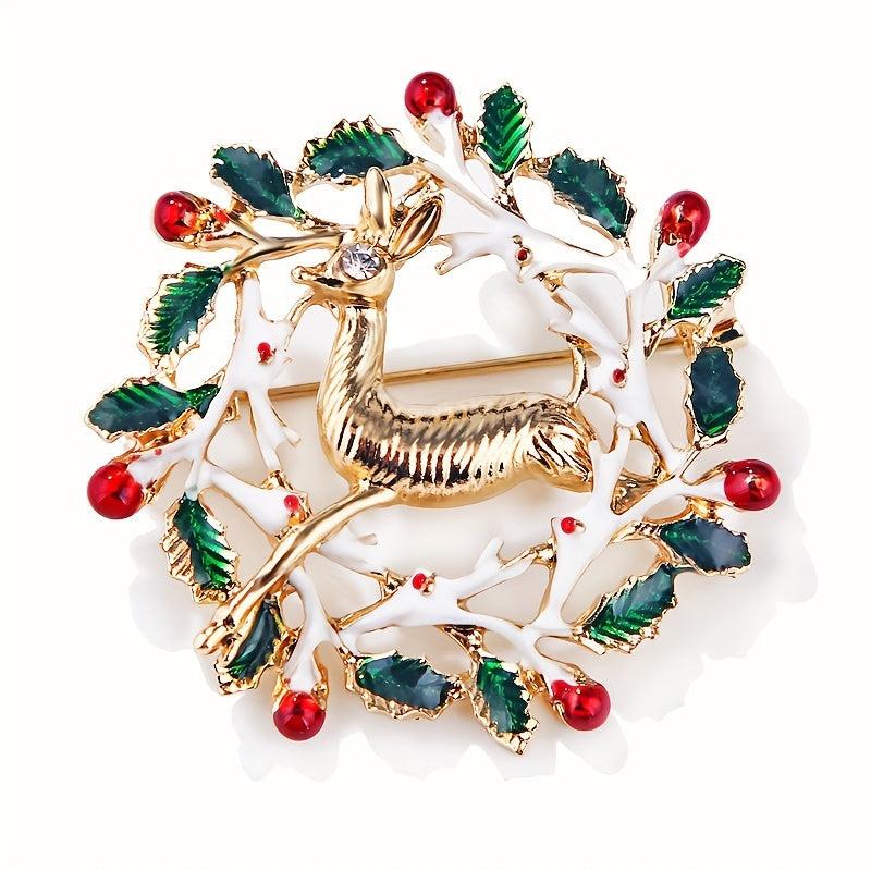 Christmas Elk Brooch Corsage Cartoon Sweet Xmas Gift