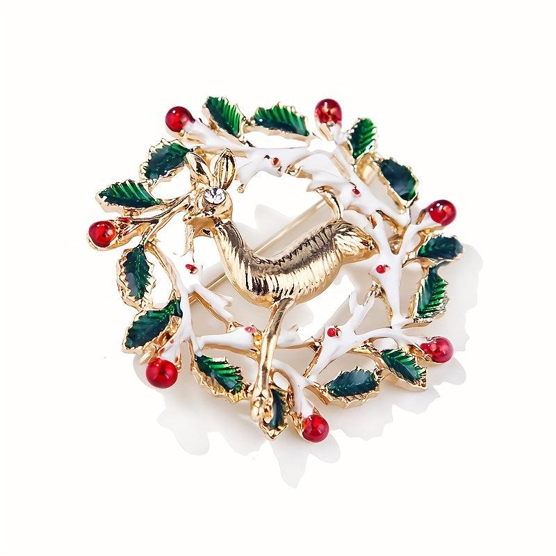 Christmas Elk Brooch Corsage Cartoon Sweet Xmas Gift