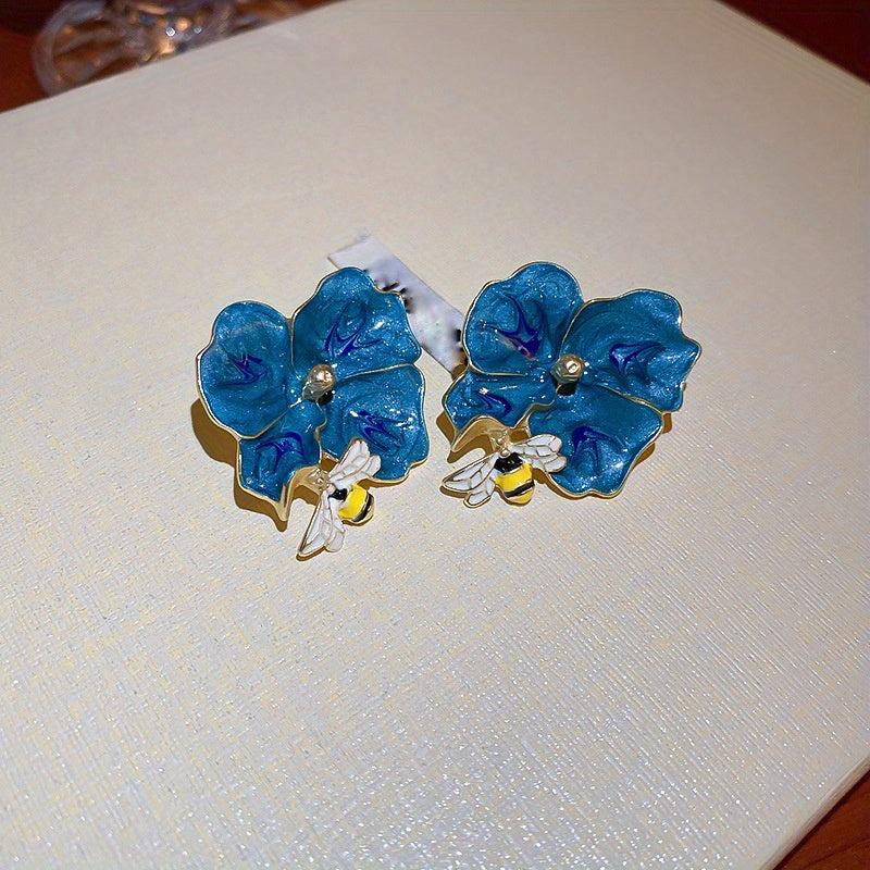 Flower Love Stud Earrings Temperament Jewelry