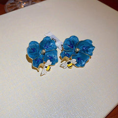 Flower Love Stud Earrings Temperament Jewelry